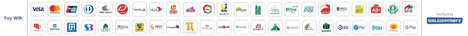 Accepted payment methods, verified by SSLCommerz
